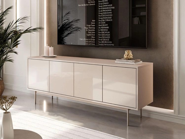 Szafka RTV glamour pod telewizor z drzwiczkami na kaszmirowych nogach Vivance Kaszmir połysk