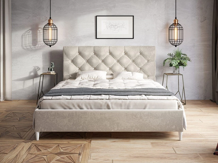 Łóżko tapicerowane ze stelażem 120x200 Tril Beżowe