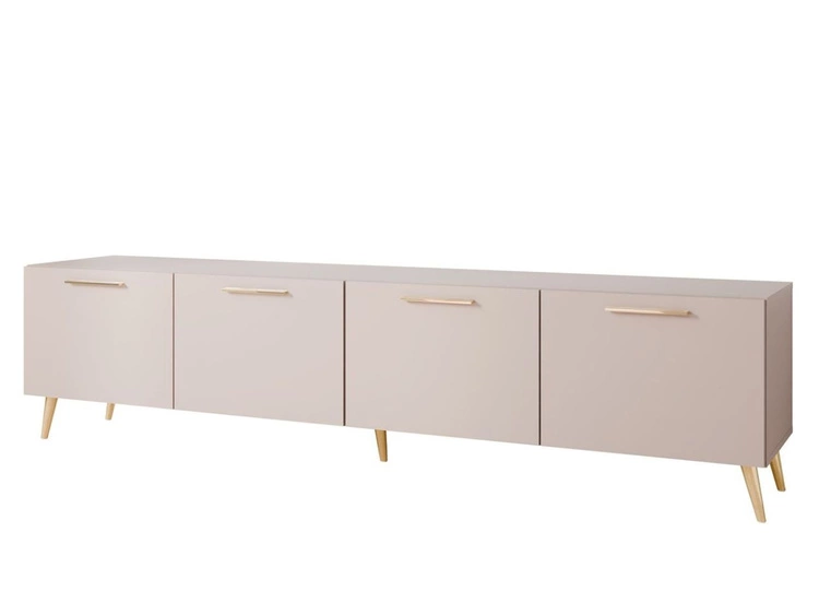 Szafka RTV pod telewizor z drzwiczkami na złotych nóżkach 200 cm Noaé Kaszmir