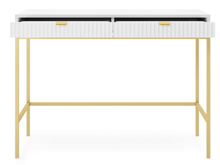 Toaletka ze złotymi metalowymi nogami Amber biała