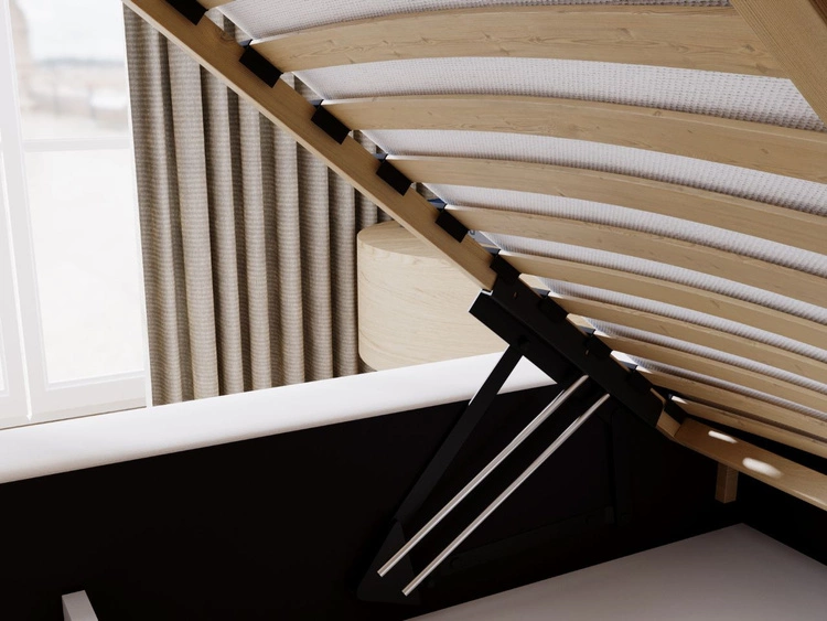 Łóżko tapicerowane z pojemnikiem i stelażem 180x200 Plaza Kremowe