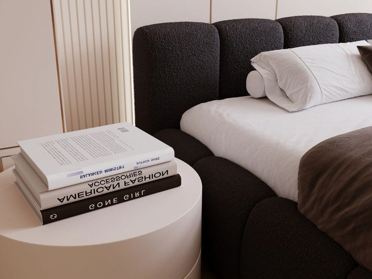 Łóżko tapicerowane z pojemnikiem i stelażem 140x200 Cloud Low czarne