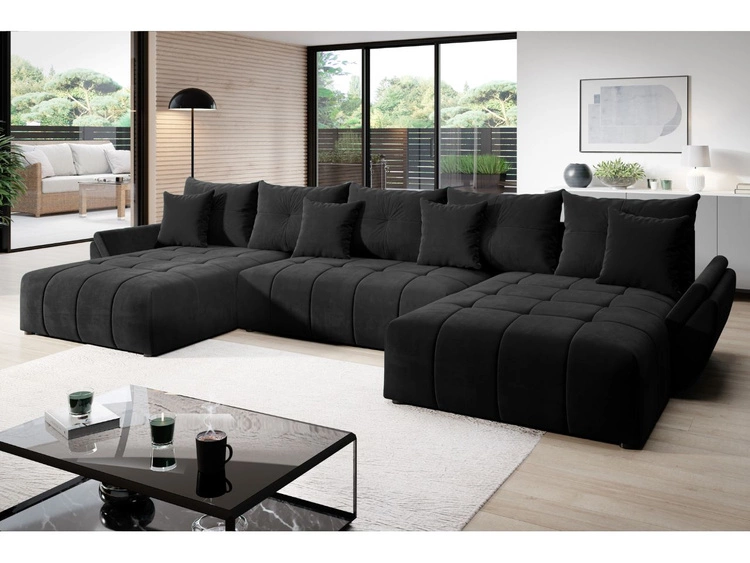 Narożnik U z funkcją spania i pojemnikiem Decor U Antracytowy