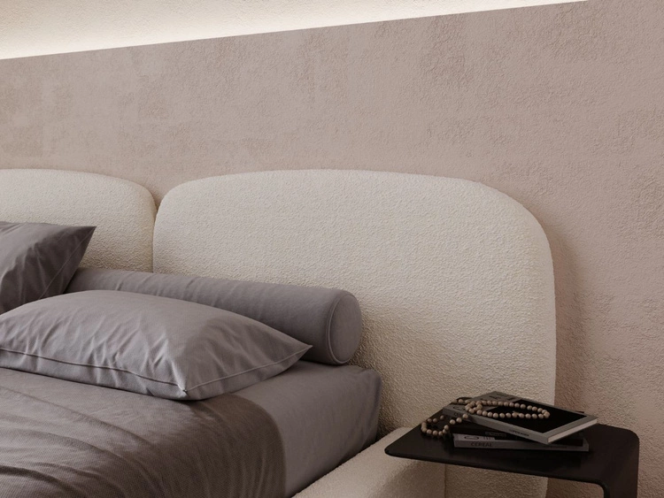 Łóżko tapicerowane z pojemnikiem i stelażem 160x200 Palermo Kremowe