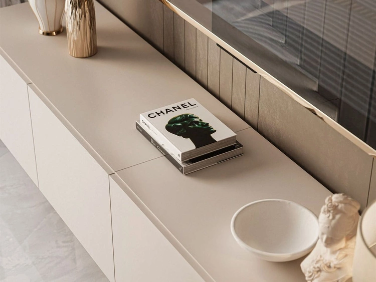 Szafka RTV pod telewizor z drzwiczkami na srebrnych nóżkach 100 cm Nodoo Kaszmir