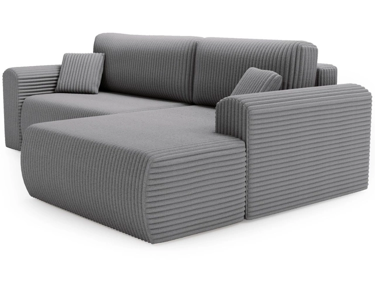 Narożnik z funkcją spania i pojemnikiem Belvio prawy Ciemnoszary