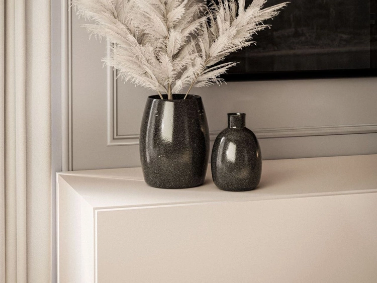 Szafka RTV 90 cm z oświetleniem LED i złotymi metalowymi nóżkami Aurelie Kaszmir mat