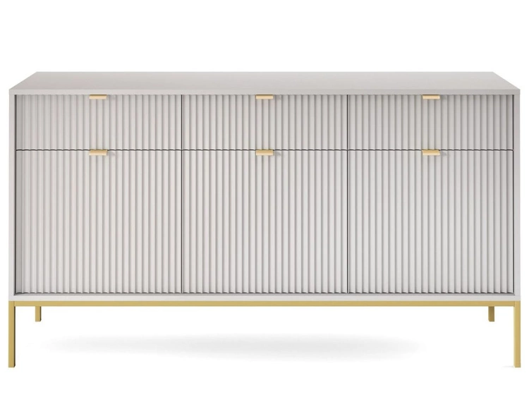 Komoda z drzwiami i szufladami Amber Szary na złotych nogach