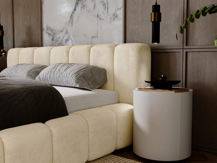 Łóżko tapicerowane z pojemnikiem na pościel 120x200 Ibiza Beżowe