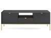 Szafka pod telewizor z szufladami i drzwiczkami Amber czarna na złotych nogach