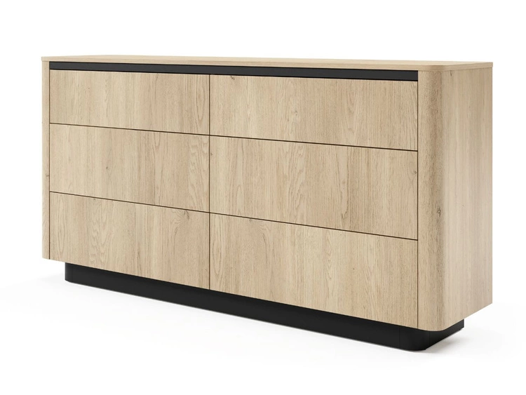 Komoda z sześcioma szufladami 160 cm Fascino Dąb Cremona, czarny