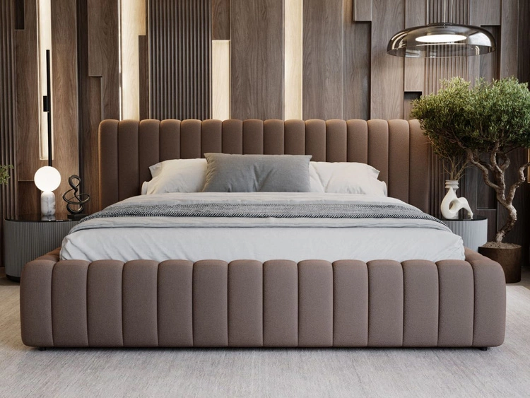 Łóżko tapicerowane z pojemnikiem i stelażem 180x200 Bliss Brązowe