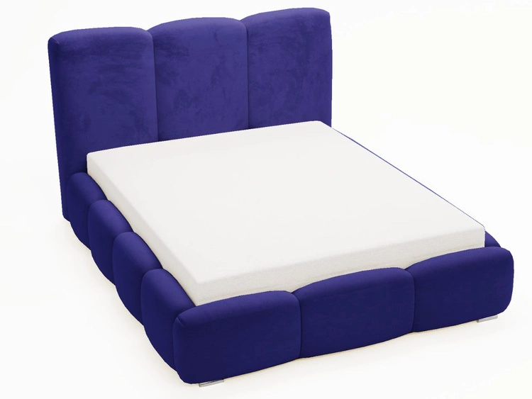 Łóżko tapicerowane z pojemnikiem i stelażem 180x200 cm Bubble Ciemnoniebieskie