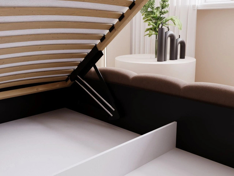 Łóżko tapicerowane z pojemnikiem i stelażem 180x200 Cloud Low brązowe