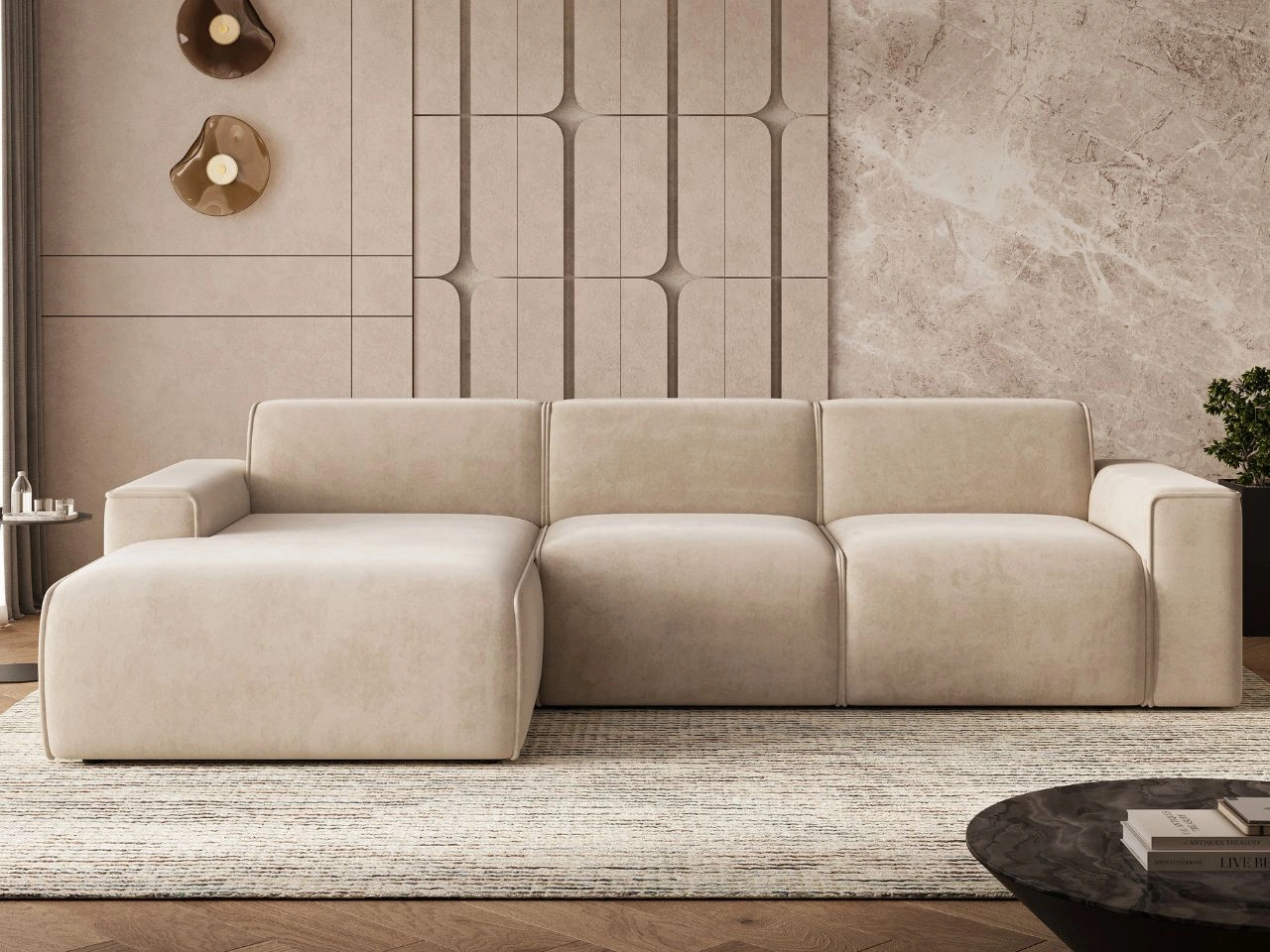 Narożnik L Lewy Lavia Beżowy