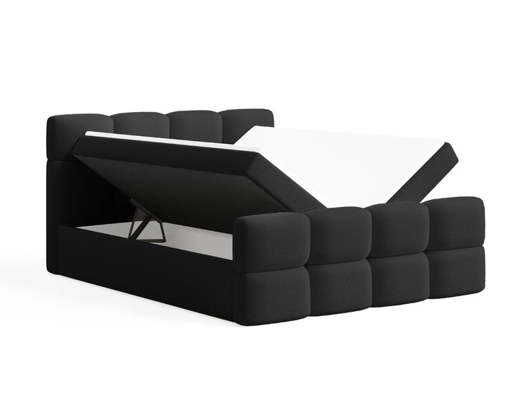 Łóżko kontynentalne z pojemnikiem na pościel 120x200 Rivon Czarne
