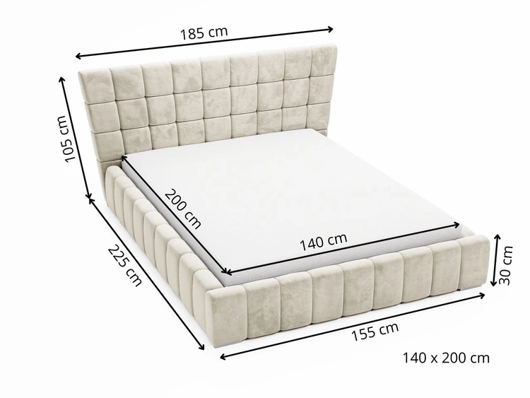 Łóżko tapicerowane z pojemnikiem i stelażem 140x200 cm Paris ZIelone