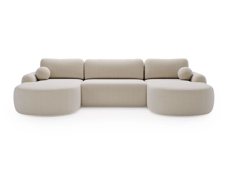 Narożnik U z funkcją spania i pojemnikiem Aurio Kremowy