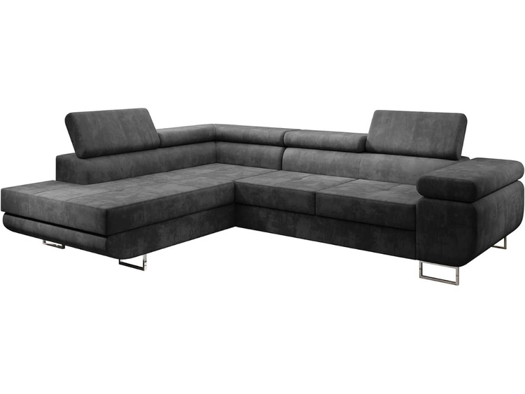 Narożnik lewy z funkcją spania i pojemnikiem Solam L Ciemny szary