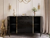 Zestaw mebli do salonu w stylu glamour na nóżkach Lunelie Czarny połysk