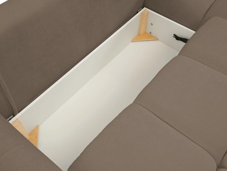 Narożnik L uniwersalny z funkcją spania i pojemnikiem Bene Brązowy