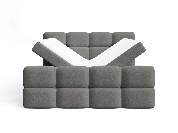 Łóżko kontynentalne z pojemnikiem na pościel 140x200 Rivon Szare