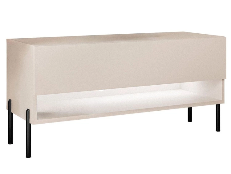 Szafka RTV 90 cm z oświetleniem LED i czarnymi metalowymi nóżkami Aurelie Kaszmir mat