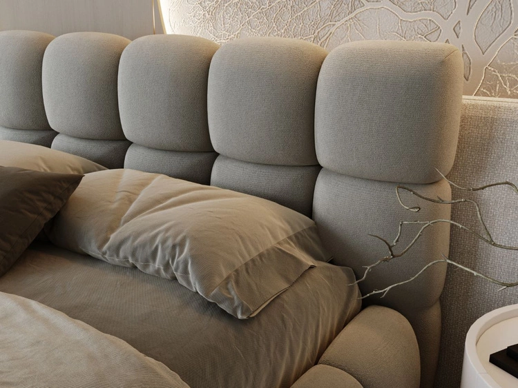 Łóżko tapicerowane z pojemnikiem i stelażem 200x200 Modo Szare