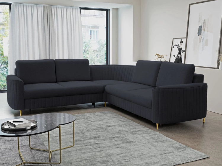 Narożnik L Prawy z funkcją spania i pojemnikiem Limon Ciemny niebieski