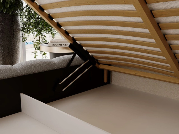 Łóżko tapicerowane z pojemnikiem i stelażem 200x200 Imperial Jasnoszary