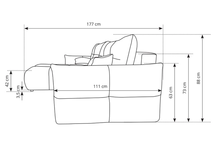 Narożnik L uniwersalny z funkcją spania i pojemnikiem Bene Zielony