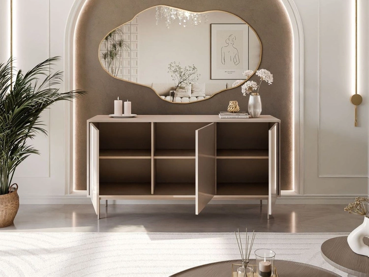 Trzydrzwiowa komoda 154 cm na kaszmirowych nogach Vivance kaszmir połysk