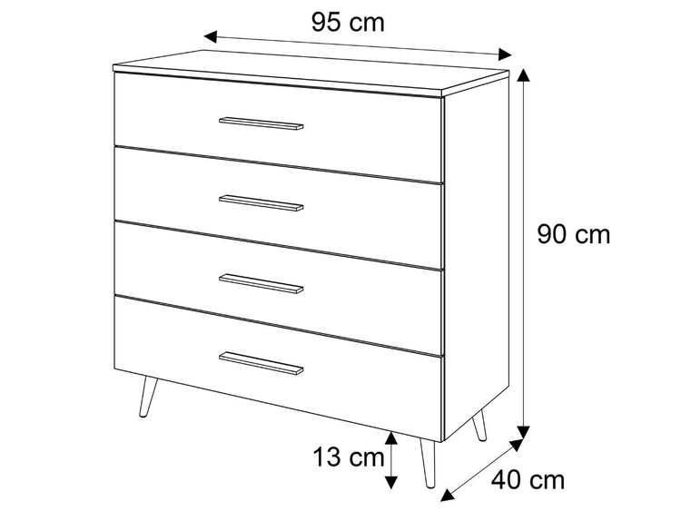 Komoda z szufladami i oświetleniem LED na srebrnych nogach Nuveo Kaszmir