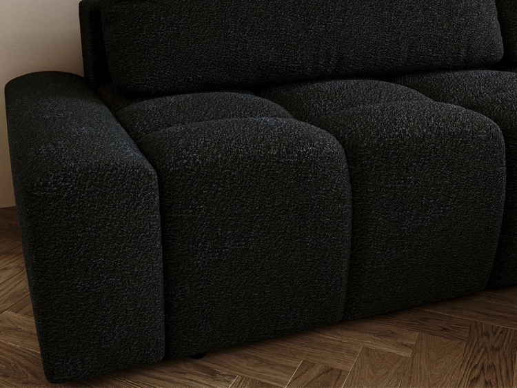 Narożnik L prawy z funkcją spania i pojemnikiem Lana Czarny