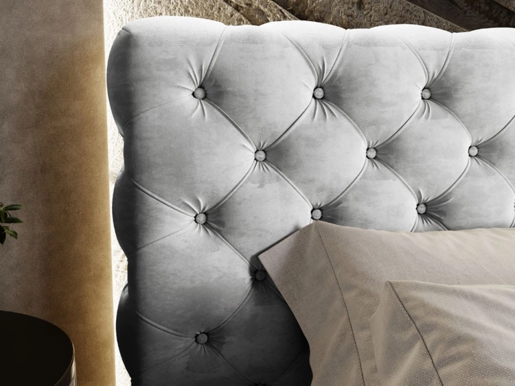 Łóżko tapicerowane z pojemnikiem i stelażem 140x200 Apollo Jasnoszare