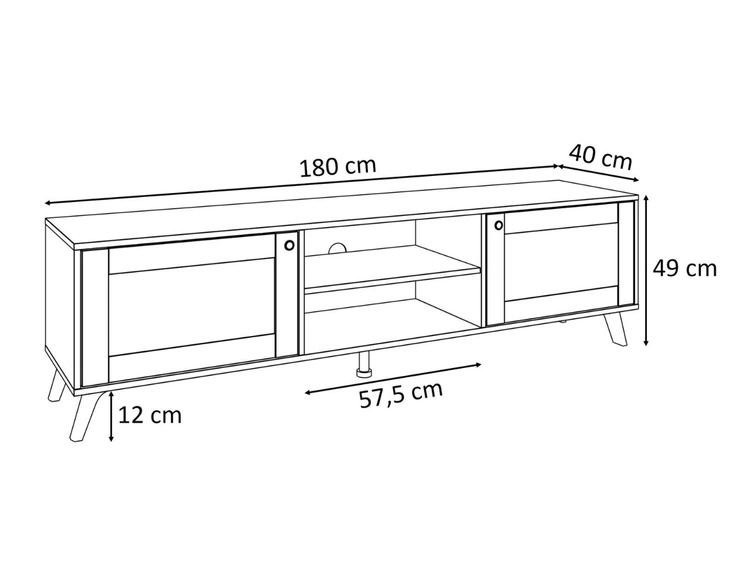 Szafka RTV boho dwudrzwiowa z imitacją ażurowego frontu Bellance czarna