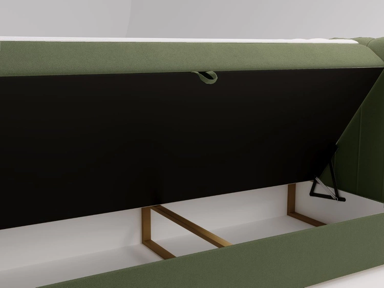 Łóżko kontynentalne z pojemnikiem na pościel 120x200 Osteno Zielone