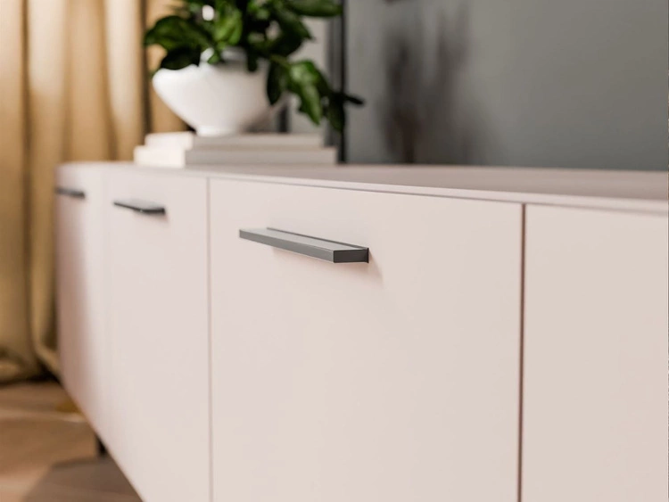 Szafka RTV pod telewizor z drzwiczkami na czarnych nóżkach 200 cm Noaé Kaszmir