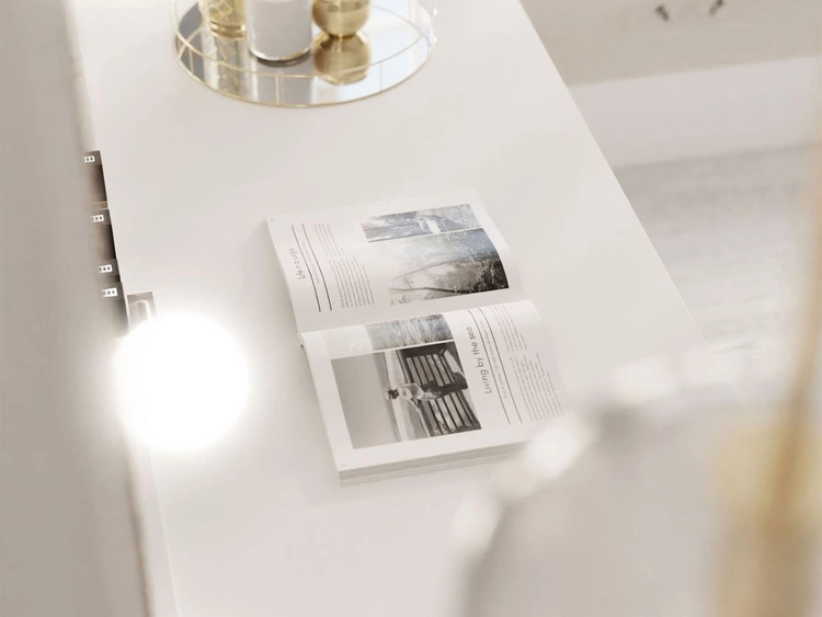 Toaletka z lustrem, szufladami i oświetleniem LED Melo Elite biały połysk