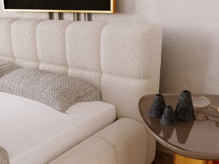 Łóżko tapicerowane z pojemnikiem i stelażem 140x200 Alicante Beżowe