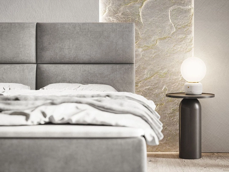 Łóżko kontynentalne z pojemnikiem na pościel 160x200 Hera Szare