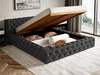 Łóżko tapicerowane z pojemnikiem i stelażem 140x200 cm Palini Czarne