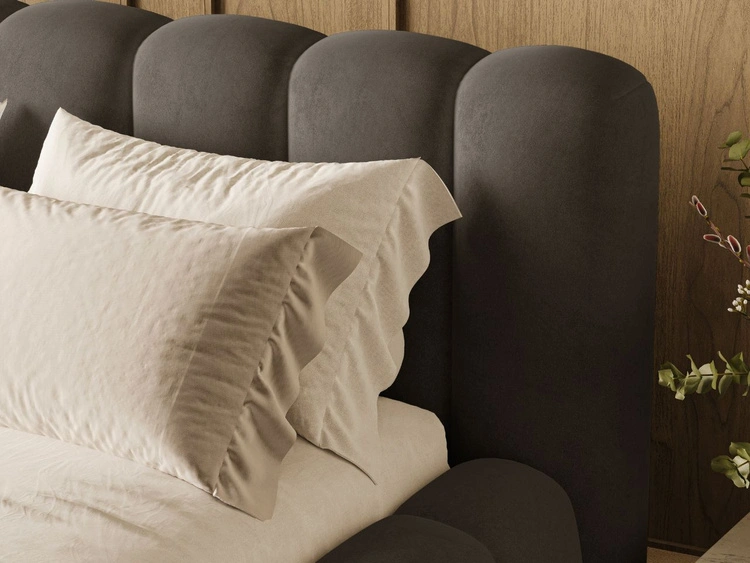 Łóżko tapicerowane z pojemnikiem i stelażem 140x200 Averia Ciemny szary