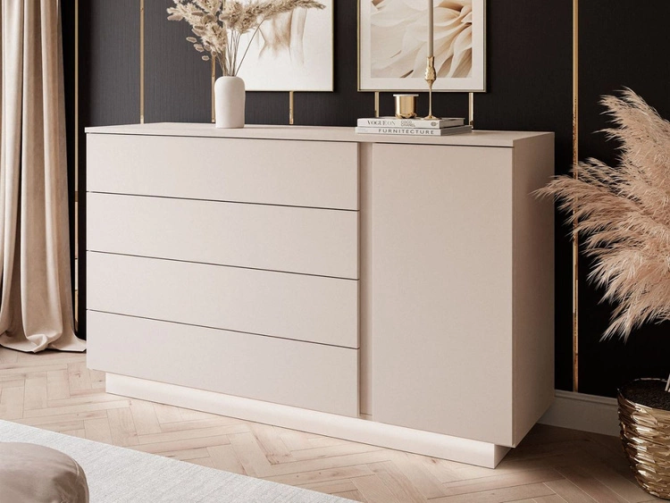 Komoda z drzwiami, szufladami i oświetleniem LED Nuveo Kaszmir