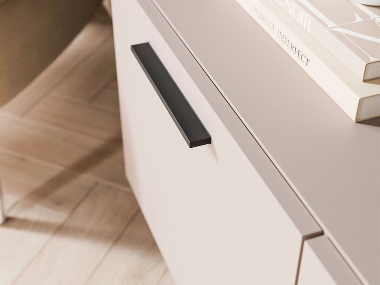 Szafka RTV pod telewizor z drzwiczkamii oświetleniem LED na czarnych nóżkach 100 cm Noaé Kaszmir