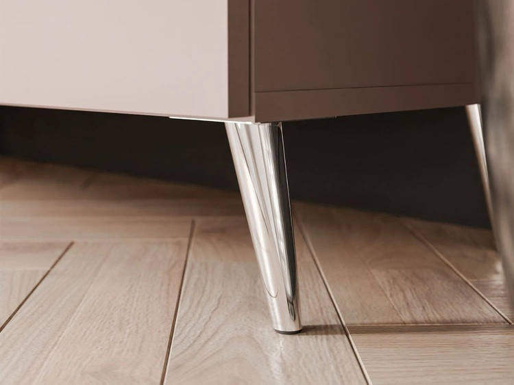 Meblościanka do salonu z oświetleniem LED na srebrnych nogach Noaé Kaszmir