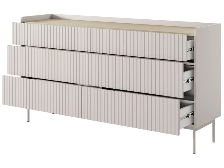 Komoda z 6 szufladami Abios Beżowy, Dąb Scandi