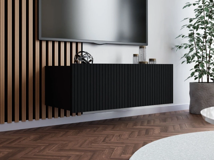 Szafka pod telewizor z drzwiczkami Kioto Czarny