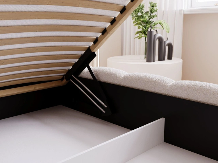 Łóżko tapicerowane z pojemnikiem i stelażem 180x200 Cloud Low beżowe