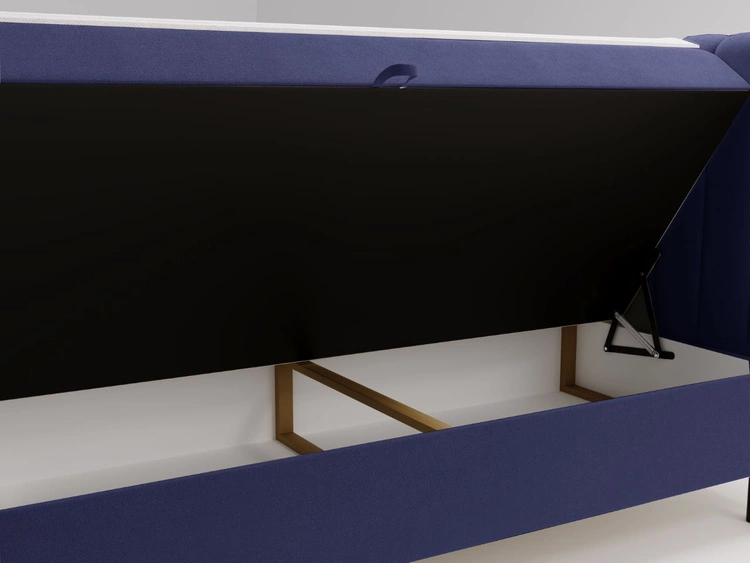 Łóżko kontynentalne z pojemnikiem na pościel 160x200 Primavera Ciemnoniebieskie